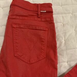 MOTHER High Rise Red Jeans